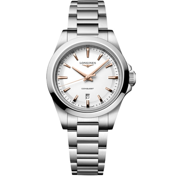 Longines Conquest White Dial Pink Hands 30mm Women's Watch L33504186