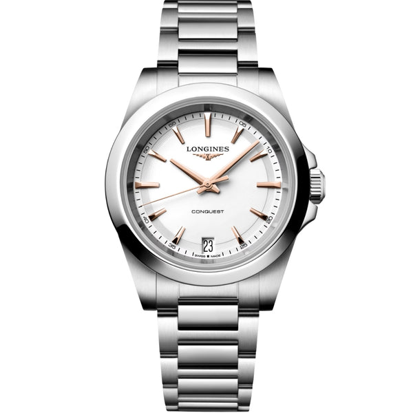 Longines Conquest White Dial Pink Hands 34mm Watch L34604186