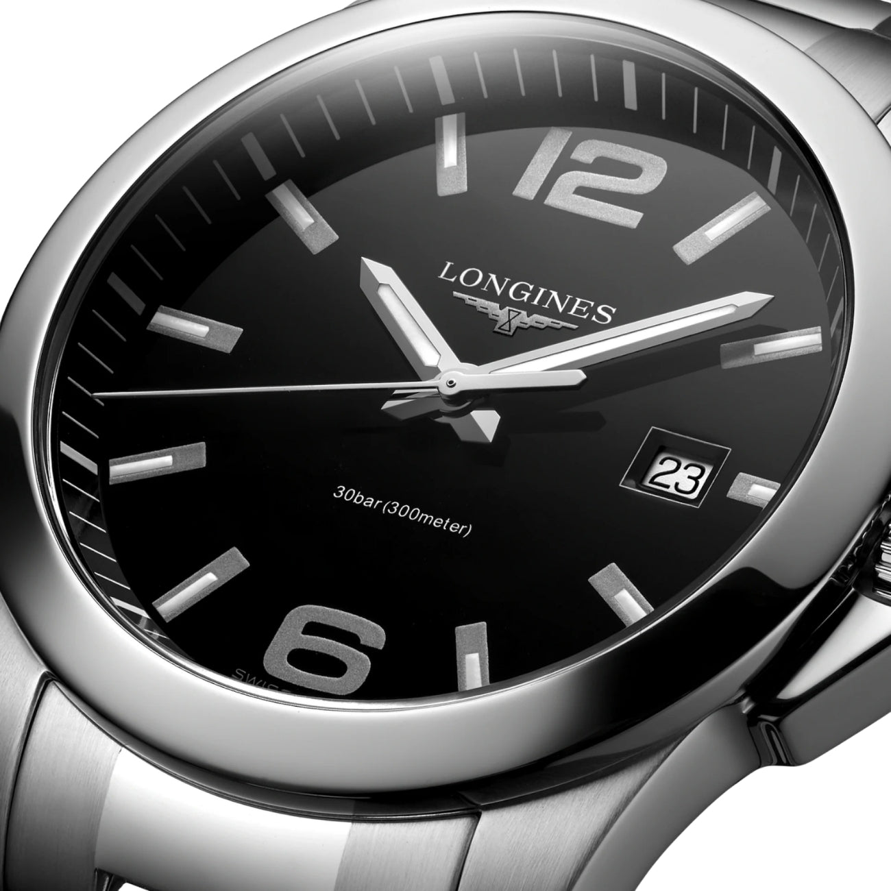 LONGINES Black lacquered polished Men Watch L37594586