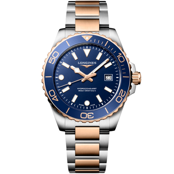 Longines HydroConquest Two-Tone Red PVD Blue Dial Watch L37693987