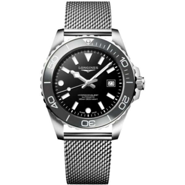 LONGINES Black lacquered polished Men Watch L37884706