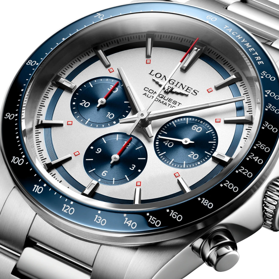 LONGINES Silver matt with blue counters Men Watch L38354986