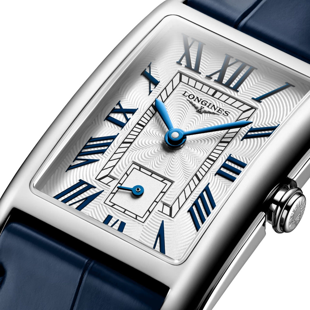 Longines Dolcevita Silver Flinqué Blue Leather Watch L55124702