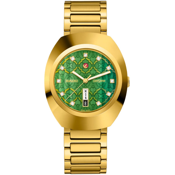 Rado DiaStar Original Automatic Green Dial Yellow Gold Stainless Steel Unisex Watch R12161313