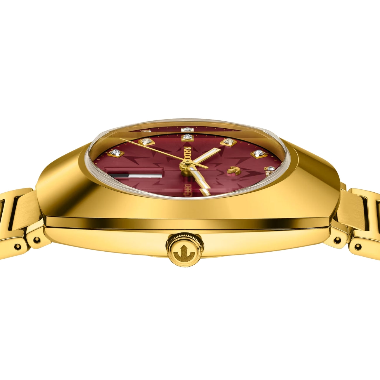 Rado DiaStar Original Automatic Red Dial Yellow Gold Stainless Steel Unisex Watch R12161573