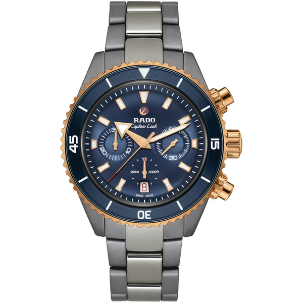 Rado Captain Cook Automatic Chronograph Blue Dial Plasma Ceramic Men's Watch R32195202
