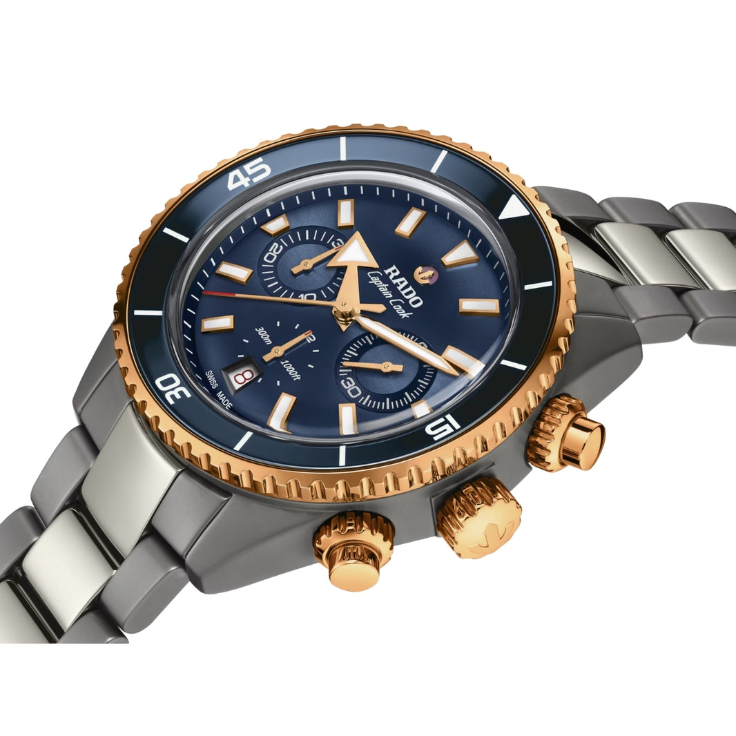 Rado Captain Cook Automatic Chronograph Blue Dial Plasma Ceramic Men's Watch R32195202