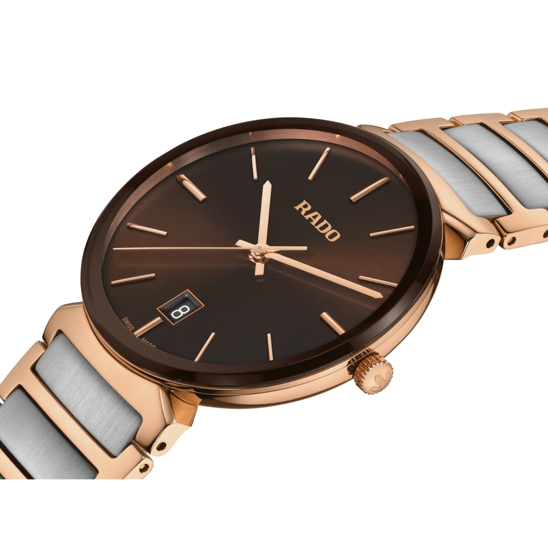 Rado Florence Quartz 38mm Brown Dial Steel & Rose Gold Watch R48918303