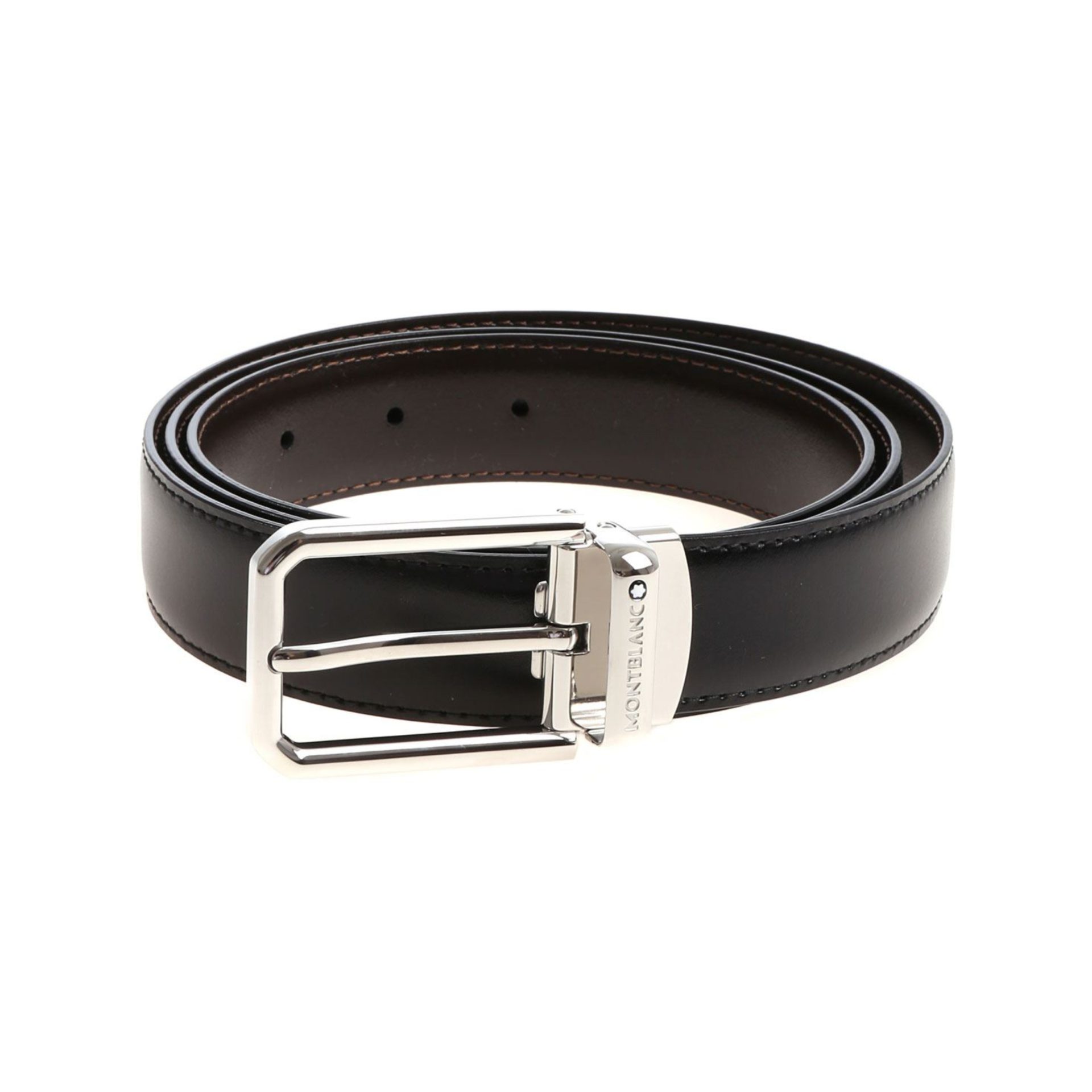 Shop Montblanc Reversible Leather Belt - Black