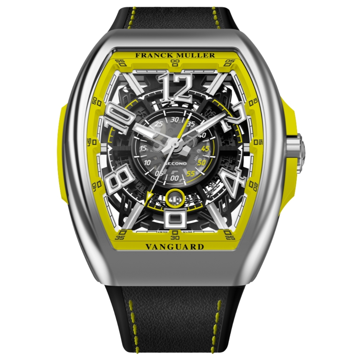 Franck Muller V 45 Racing Watch skeleton dial with yellow accents-Luxury Time