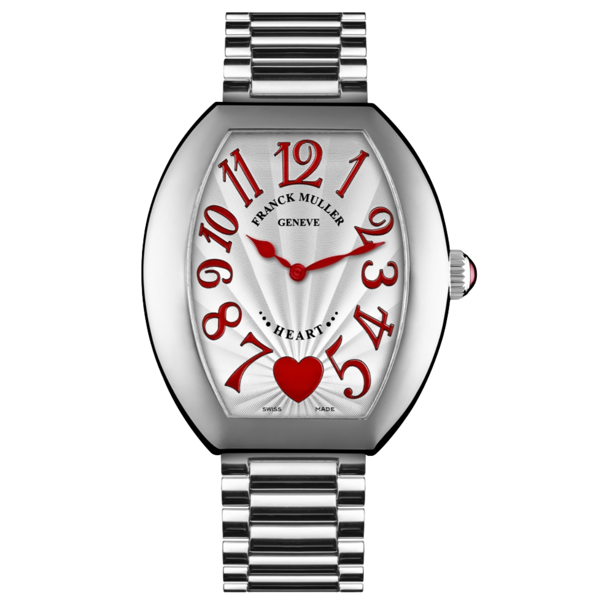Franck Muller 5002 L Cintrée Curvex Crazy Hours white dial red numerals watch-Luxury Time